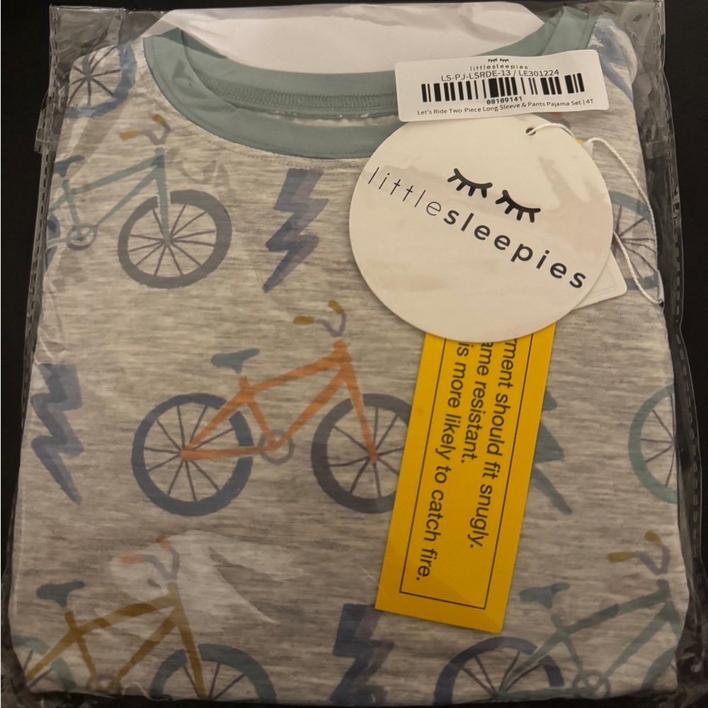 Little Sleepies Bicycle and Lightning Pajama Set - Blue, Orange, Gray
